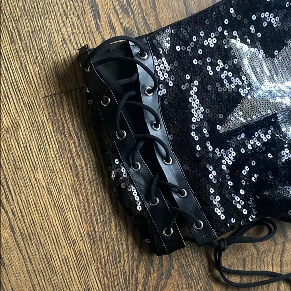 Black Star Sequin Shorts - Picture 3 of 4